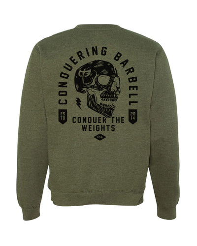 CB Iconic Skull - Crewneck - Military - Conquering Barbell