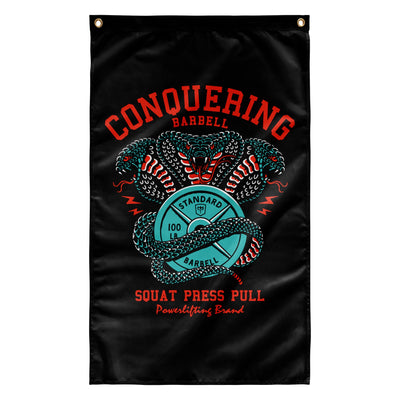 Cobras - Squat Press Pull® - 3' x 5' Polyester Flag - Conquering Barbell