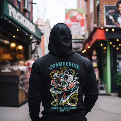Conquer - Bushido - on Black Pullover Hoodie - Conquering Barbell