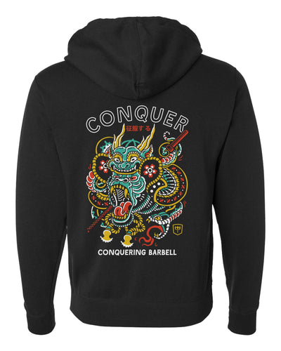 Conquer - Gorilla - on Black Pullover Hoodie - Conquering Barbell