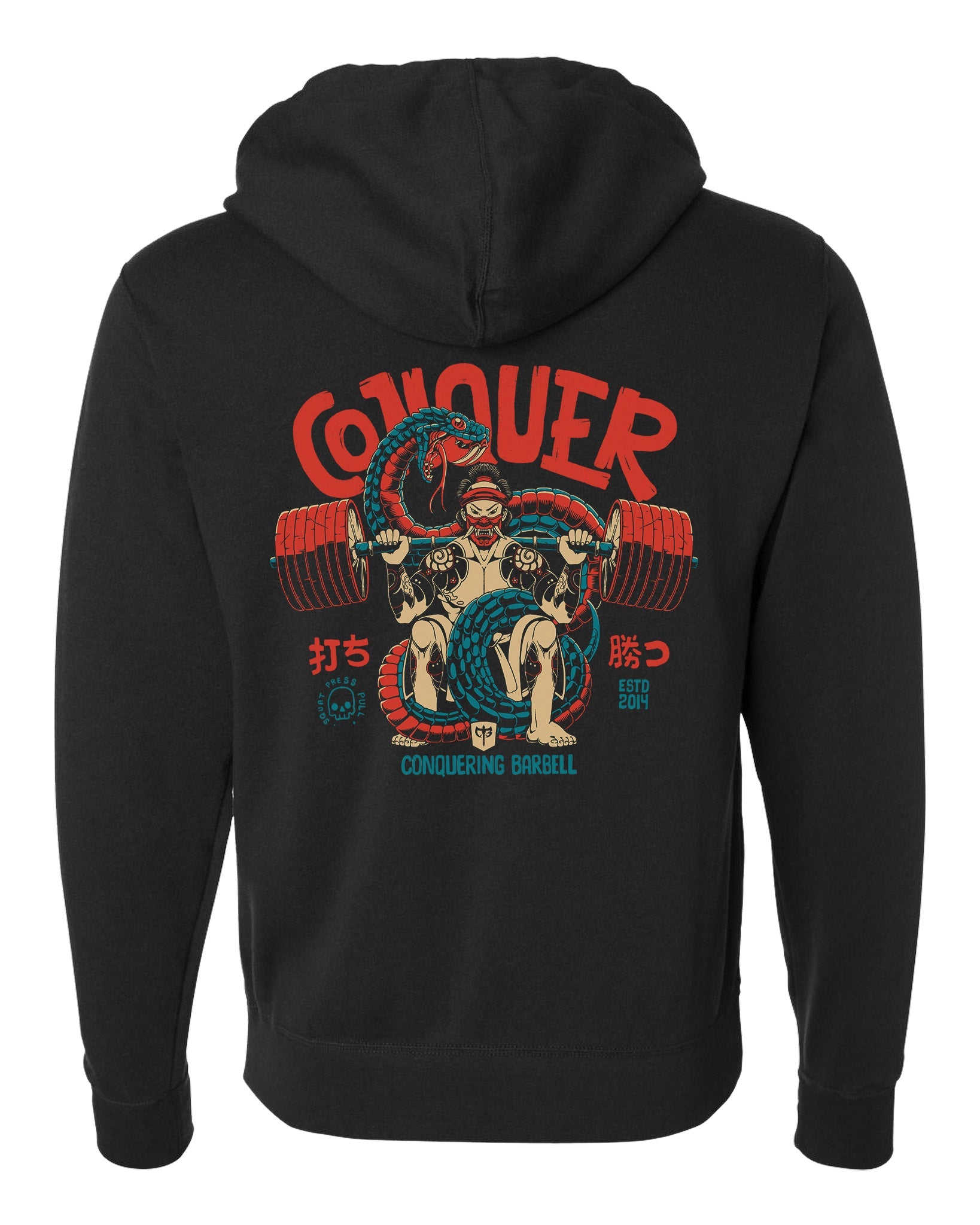 Conquer - Samurai - on Black Pullover Hoodie