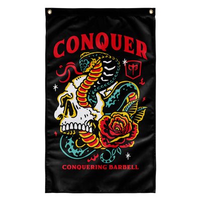 Conquer Till Death - 3' x 5' Polyester Flag - Conquering Barbell