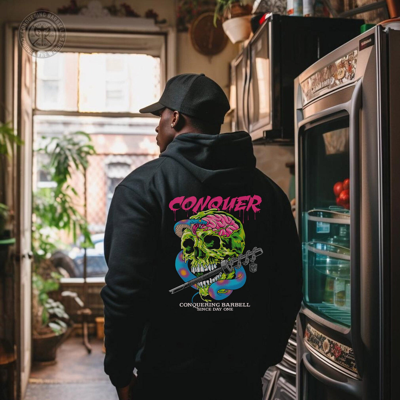 Conquer - Venom - on Black Pullover Hoodie - Conquering Barbell