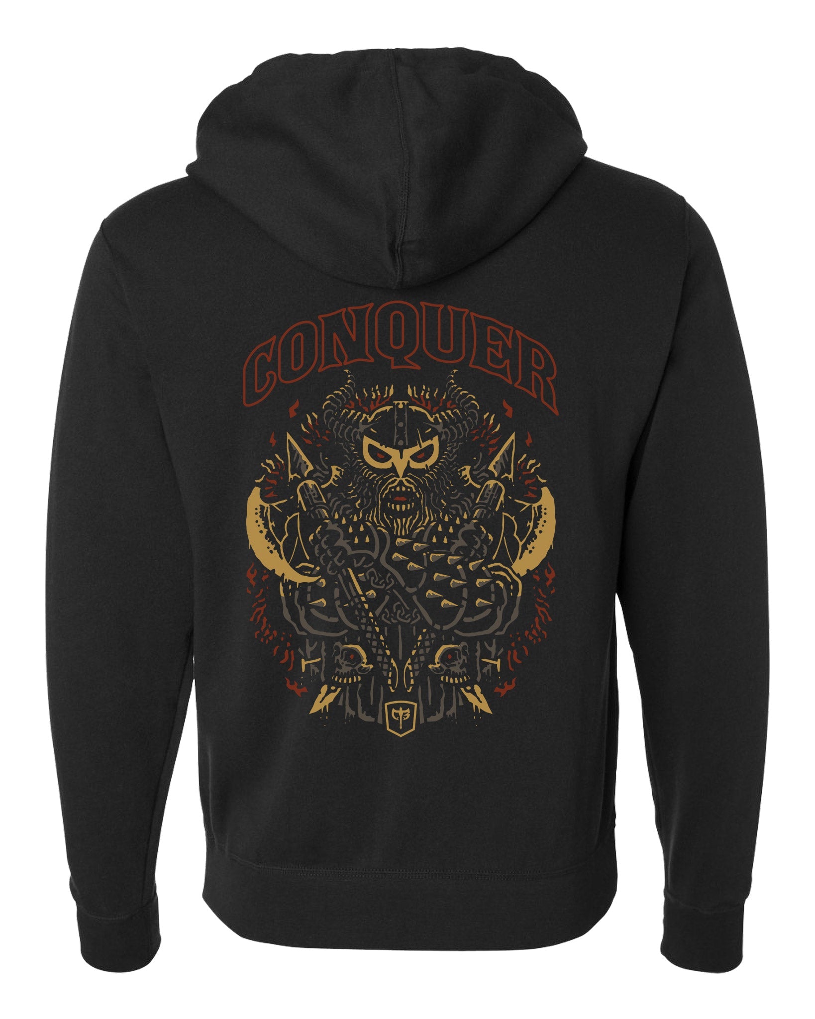 Conquer - Viking - on Black Pullover Hoodie