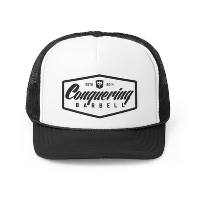 Conquering Barbell Logo Badge - Black/White Trucker Cap - Conquering Barbell