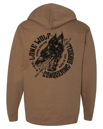 Lone Wolf - on Mud - Pullover Hoodie - Conquering Barbell