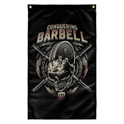 MetalHead - 3' x 5' Polyester Flag - Conquering Barbell