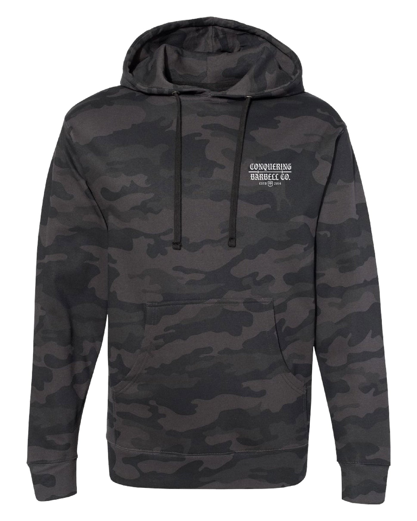 Squat Press Pull - Flagship - Black Camo Pullover Hoodie - Conquering Barbell