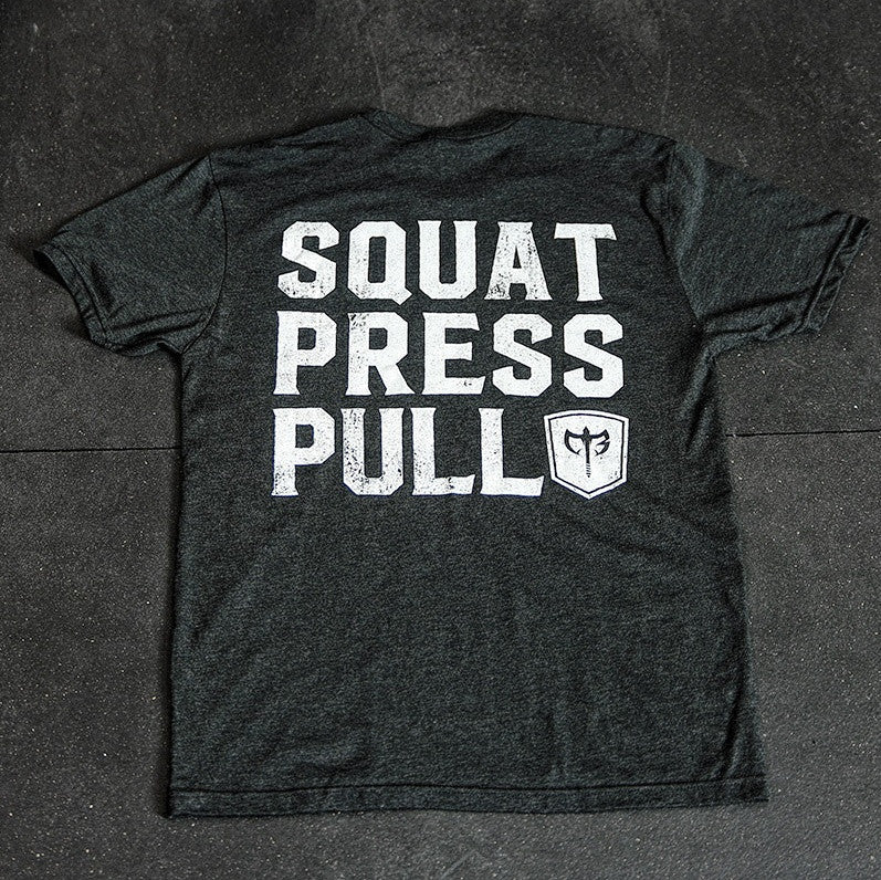 Squat Press Pull® on Black Tee - Conquering Barbell