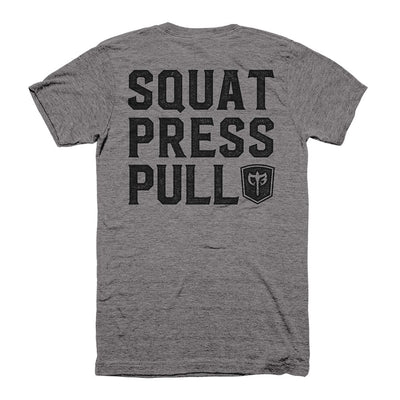 Squat Press Pull® on Heather Grey Tee - Conquering Barbell