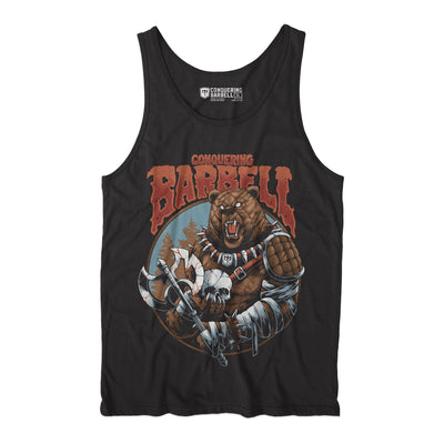The Warrior Bear - Black tank top - Conquering Barbell