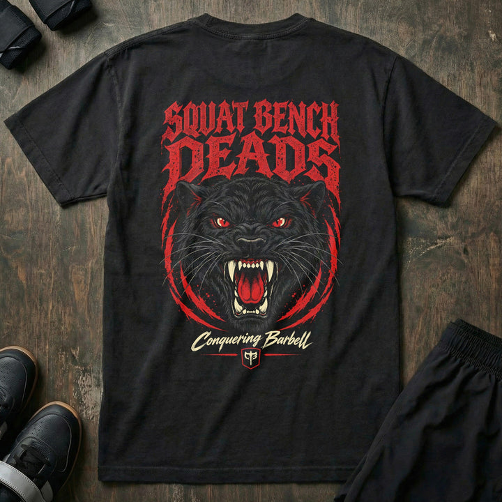 Squat Bench Deads - Panther - Relaxed Fit Tee - back print