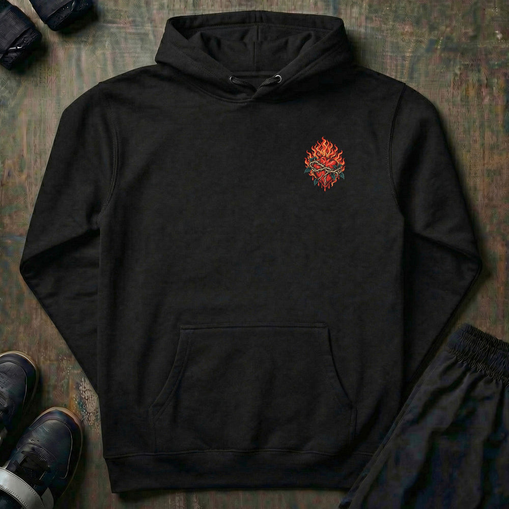 Squat Bench Deadlift - Burning Heart - Pullover Hoodie - left chest print