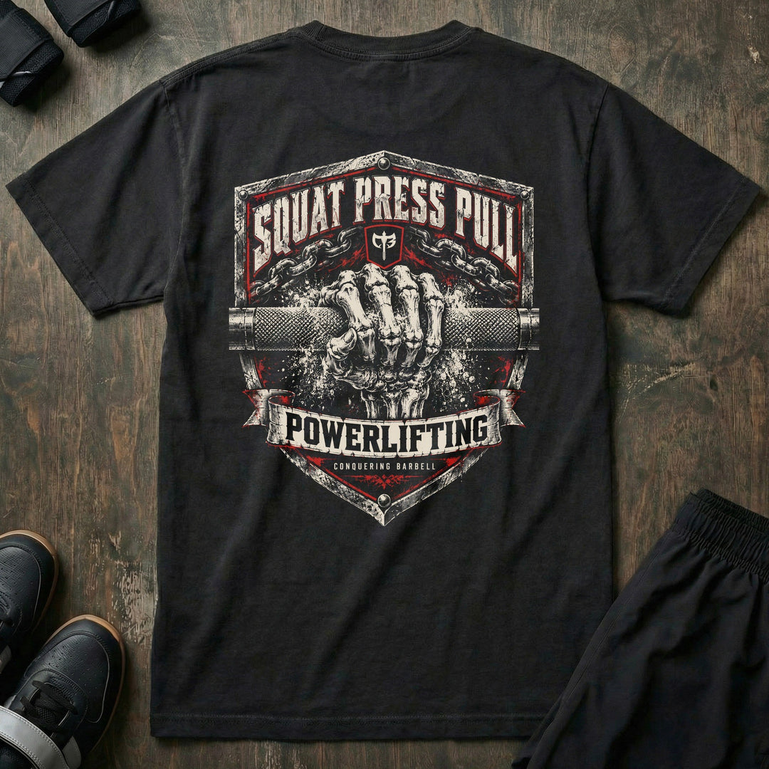 Squat Press Pull - Grip Shield - Relaxed Fit Tee - back print