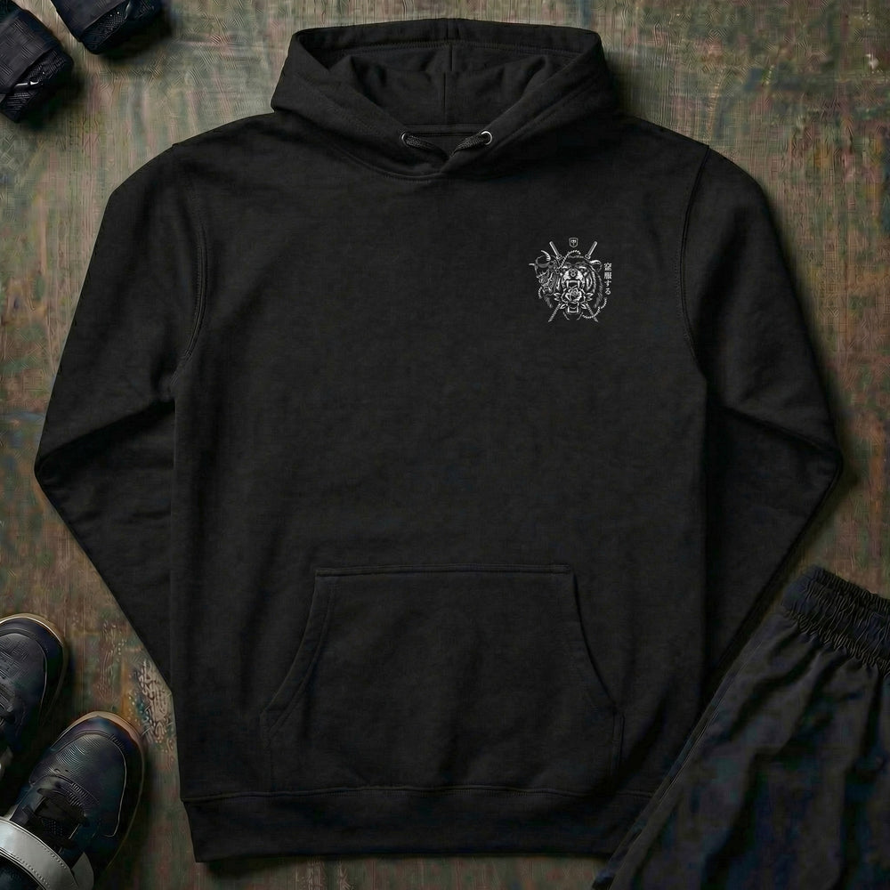 Bear Oni pullover hoodie in Black, front