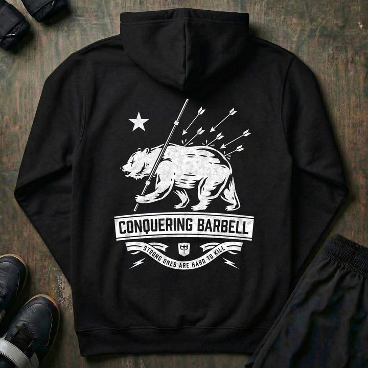 Bear Strong pullover hoodie in Black, back print