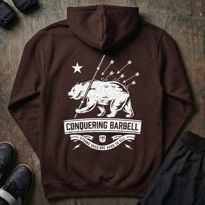 Bear Strong pullover hoodie in Brown, back print
