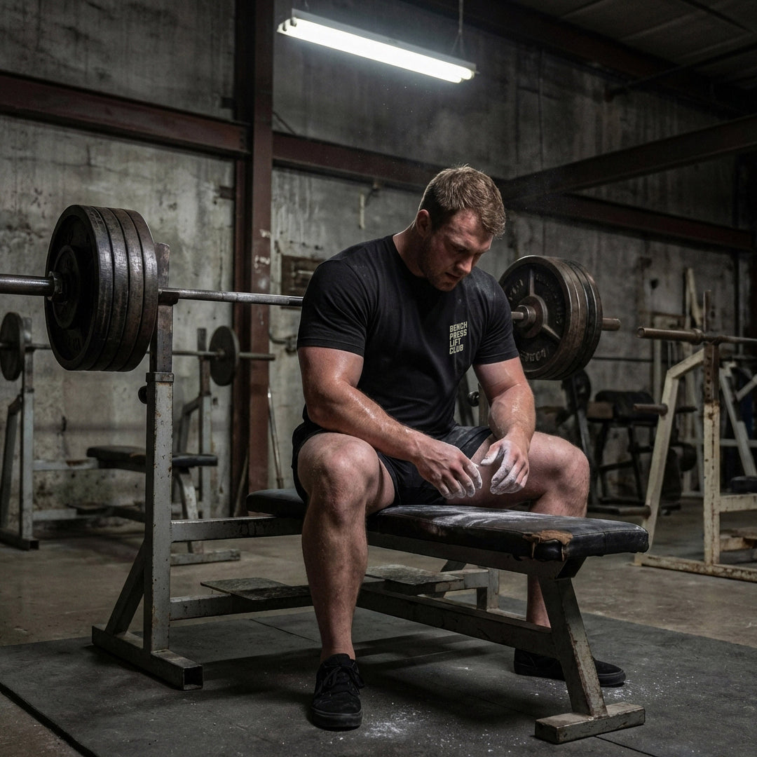 Bench Press Lift Club tee: a classic teddy bear pressing heavy on the bench