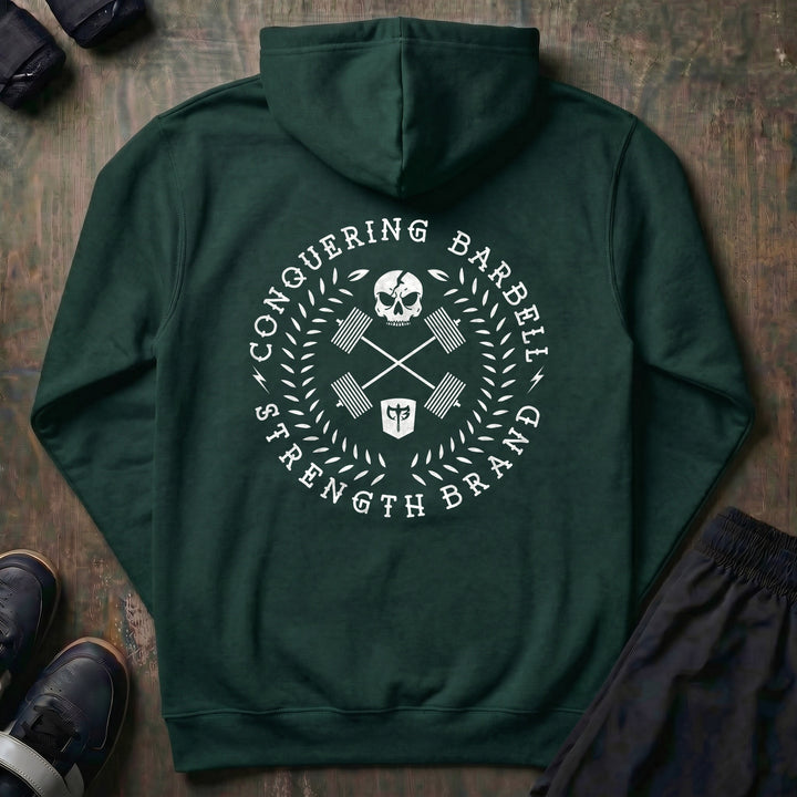 CB Badge - Wreath pullover hoodie in Alpine Green, back print