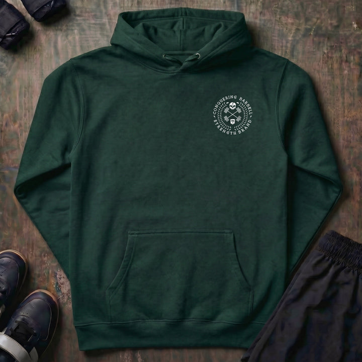 CB Badge - Wreath pullover hoodie in Alpine Green, front
