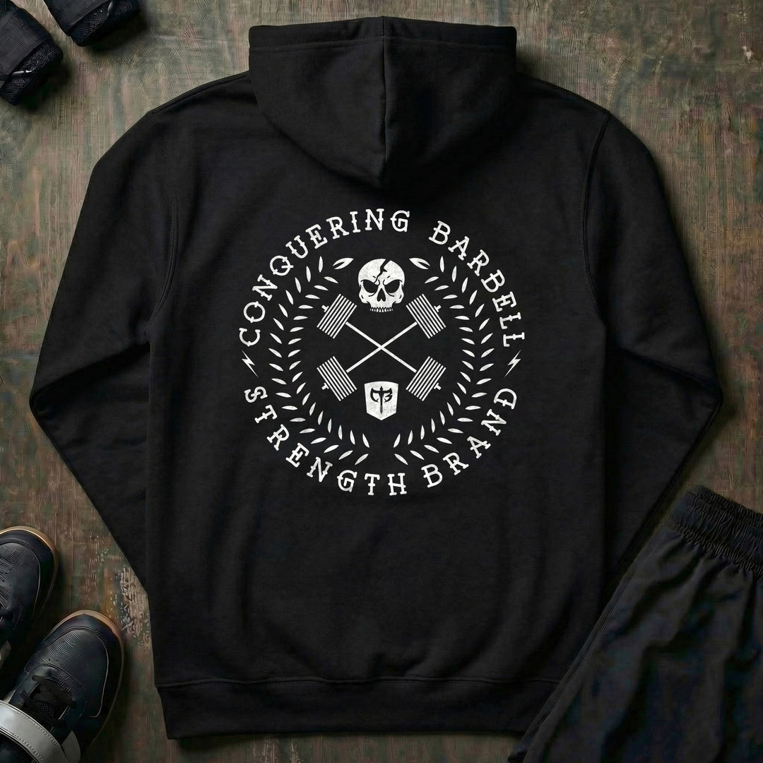 CB Badge - Wreath pullover hoodie in Black, back print