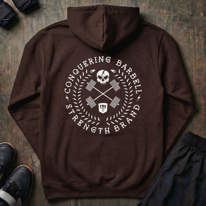 CB Badge - Wreath pullover hoodie in Brown, back print
