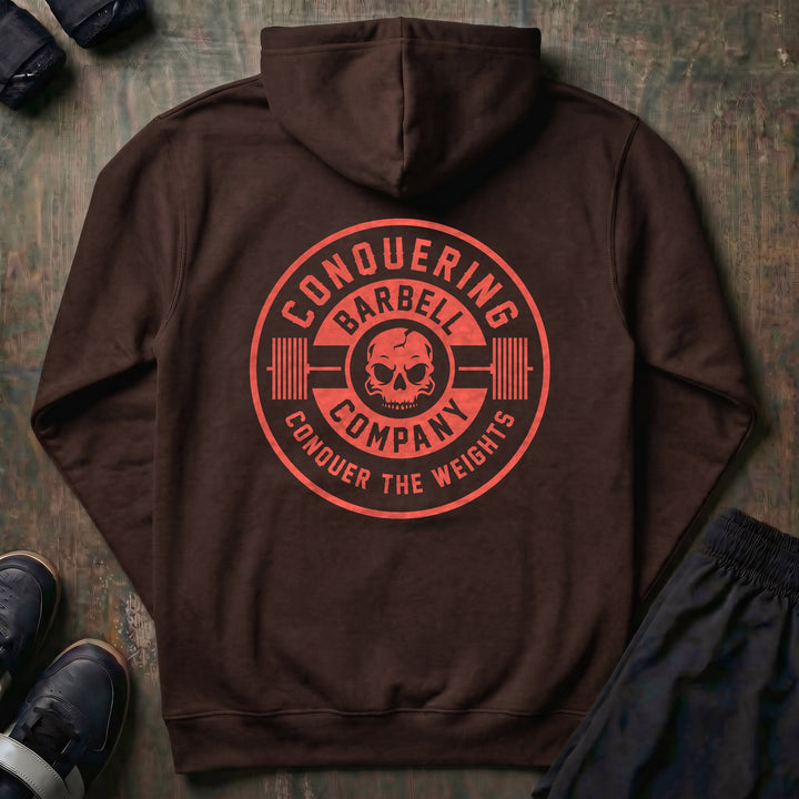 CB Iconic Badge pullover hoodie in Brown, back print