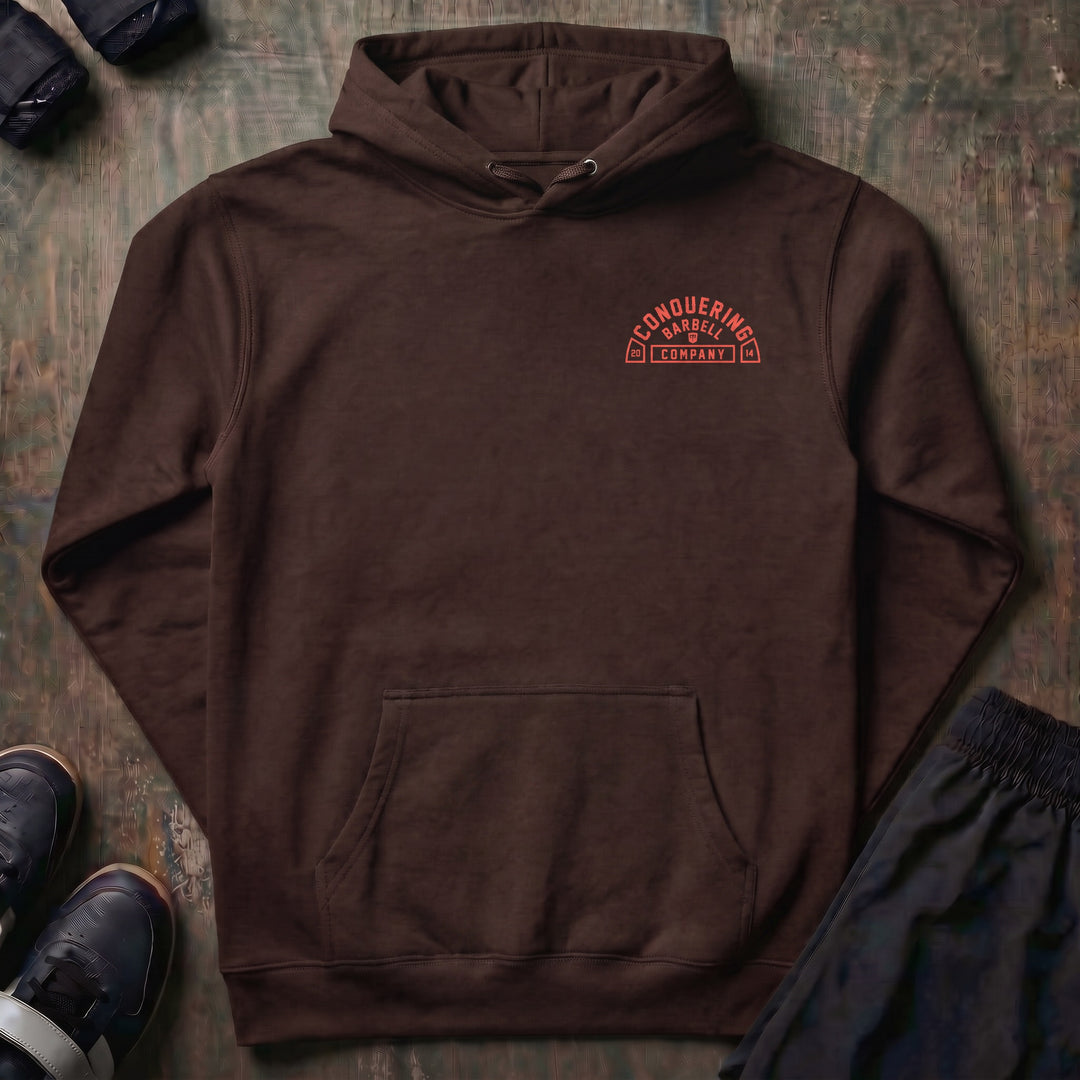 CB Iconic Badge pullover hoodie in Brown, front