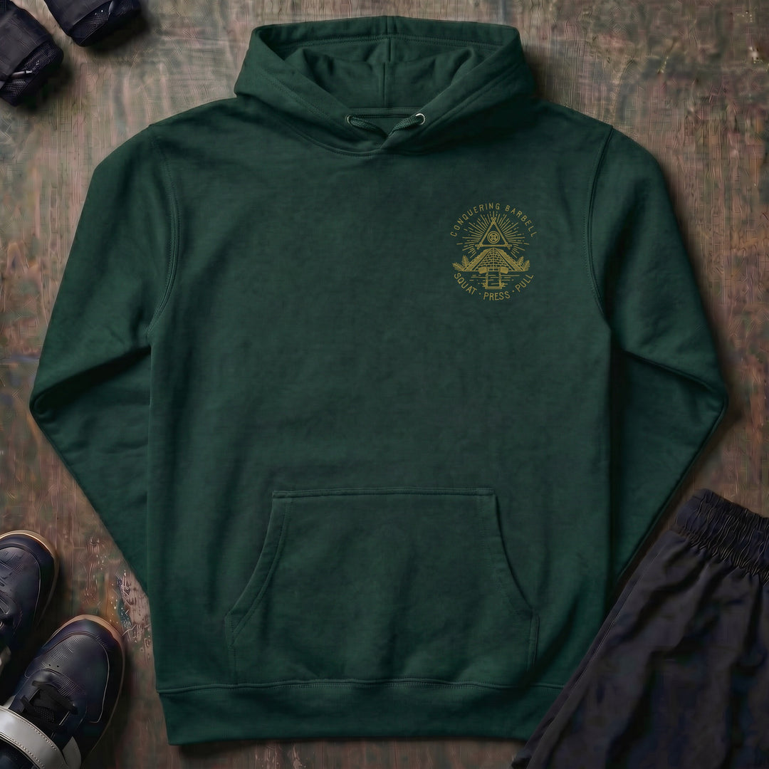 Powerluminati - The All Seeing Barbell pullover hoodie in Alpine Green, front