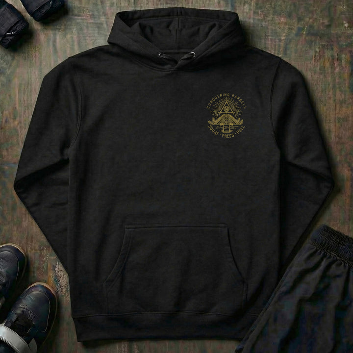 Powerluminati - The All Seeing Barbell pullover hoodie in Black, front