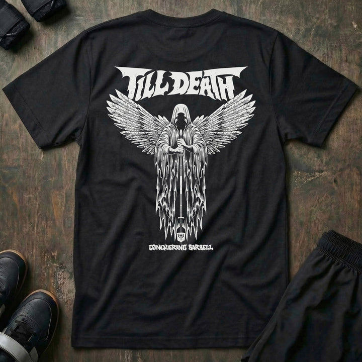 Angel of Barbell Death tee in Black