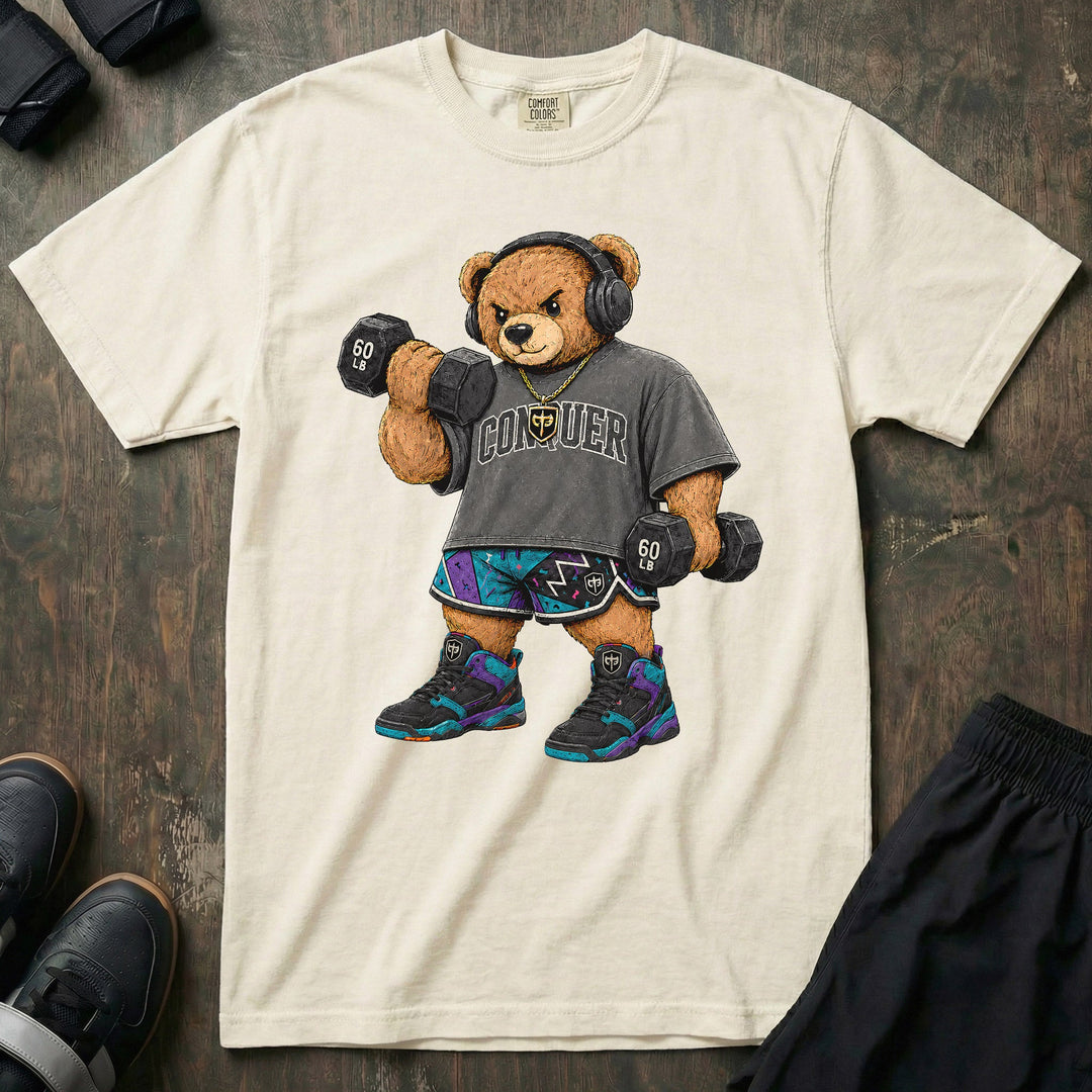 Arm Day Bear relaxed fit tee in Ivory