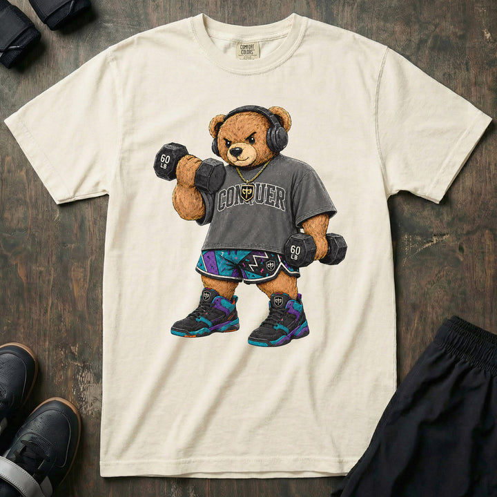 Arm Day Bear relaxed fit tee in Ivory