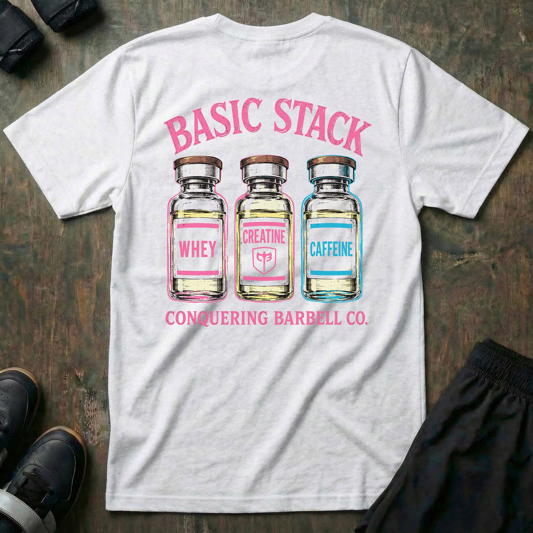 Basic Stack tee in White: three vintage apothecary vials