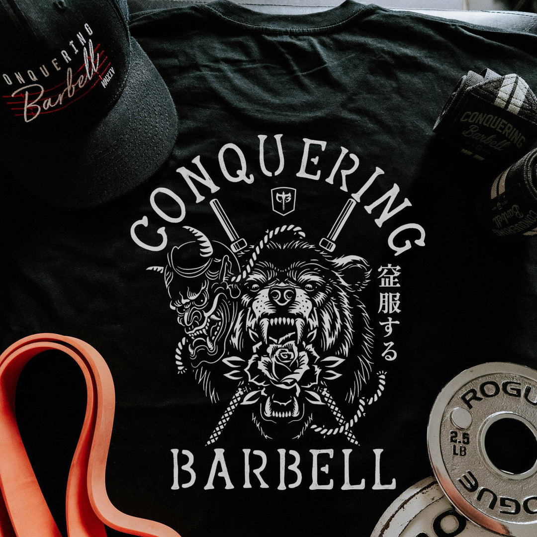 Bear Oni - Black Tee - Conquering Barbell