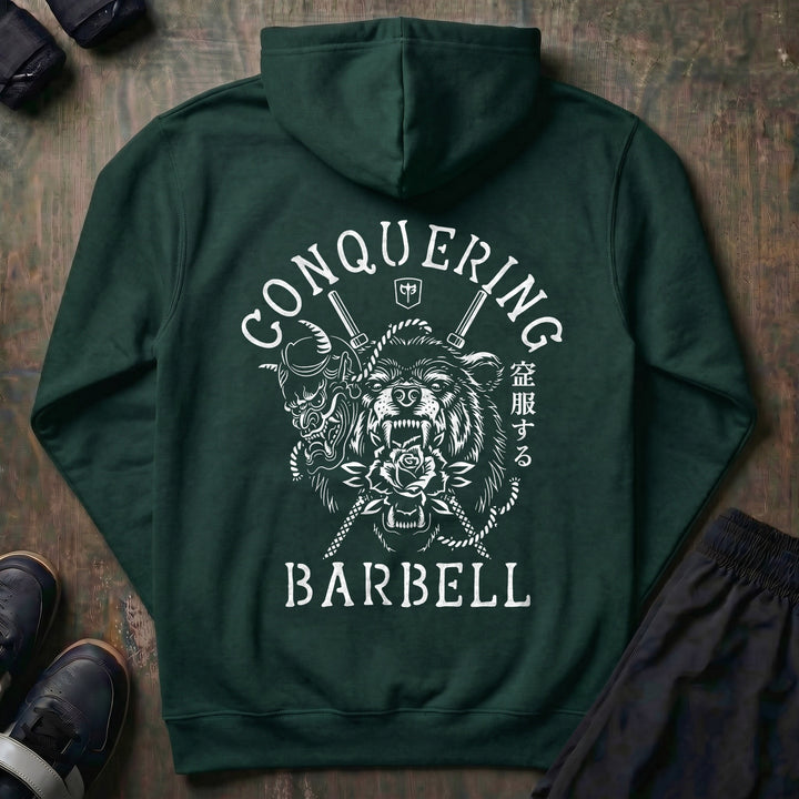 Bear Oni pullover hoodie in Alpine Green, back print