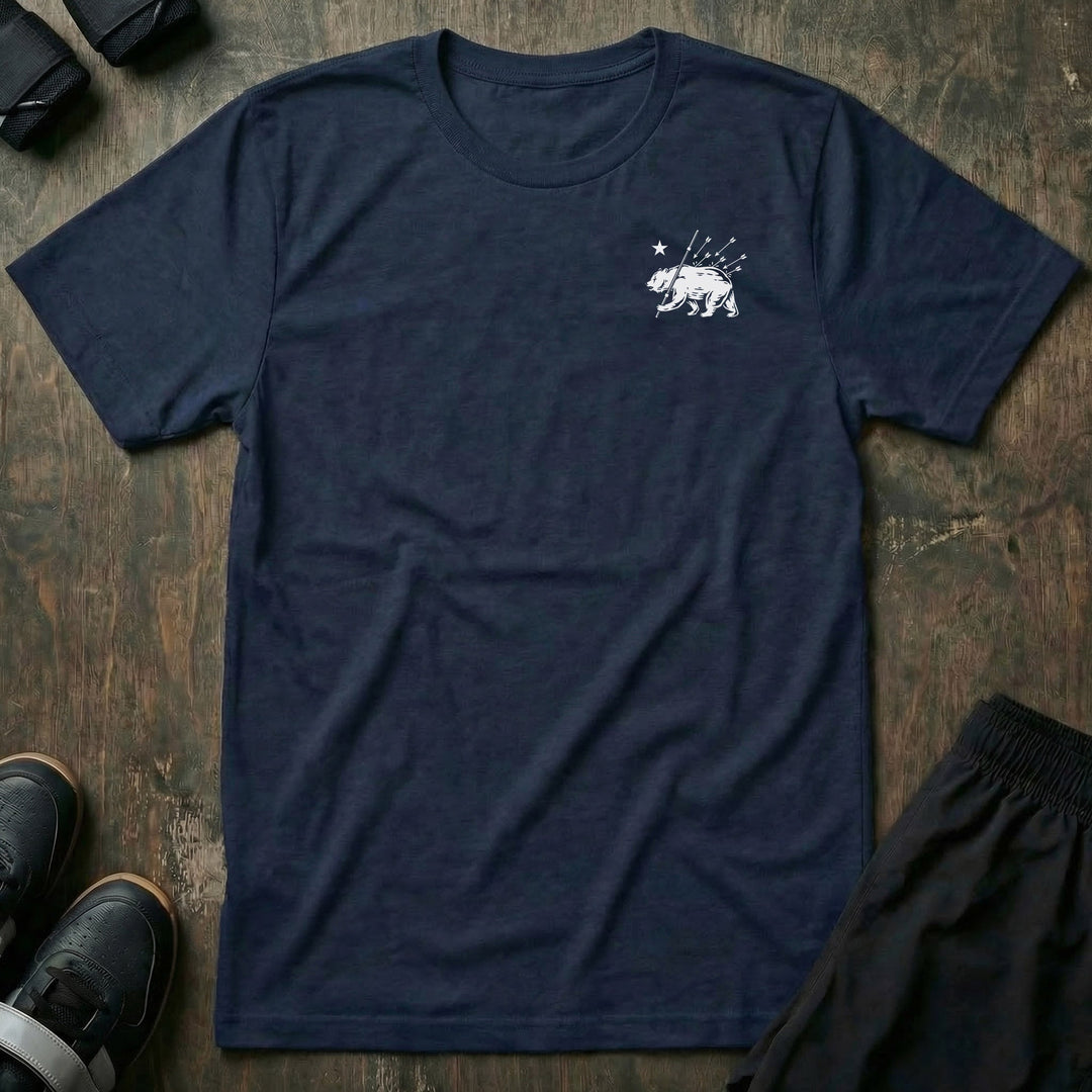 Bear Strong - on Navy Tee - Conquering Barbell
