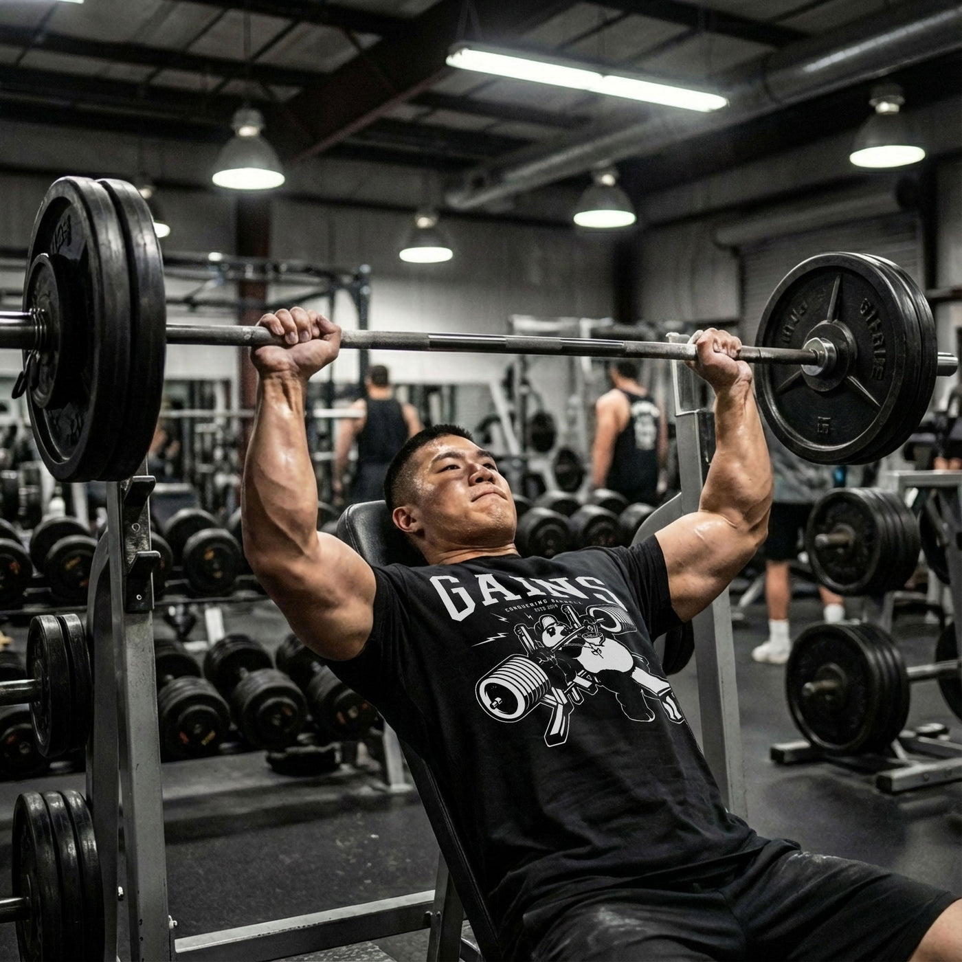 Bench Press Panda Tee - Conquering Barbell