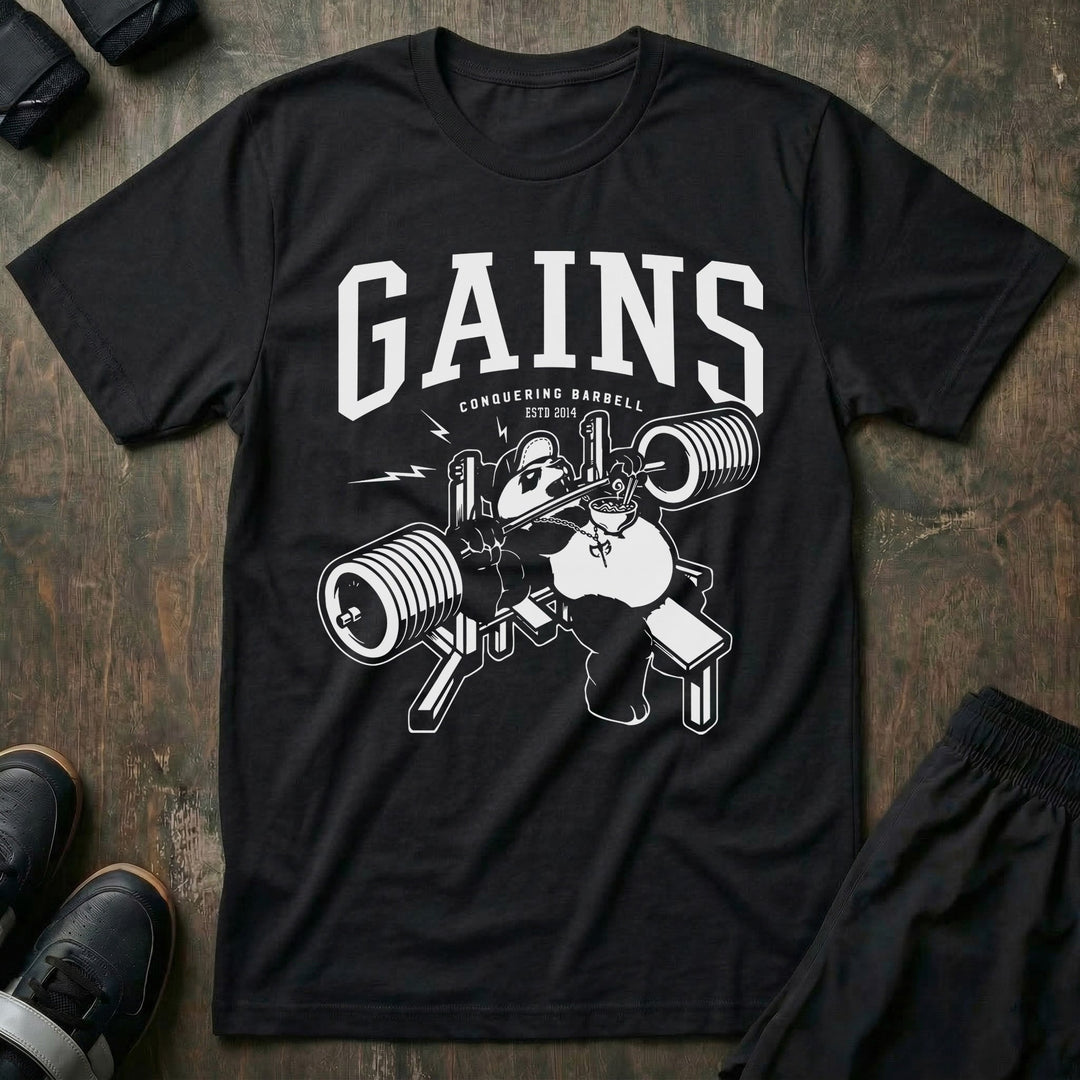 Bench Press Panda Tee - Conquering Barbell