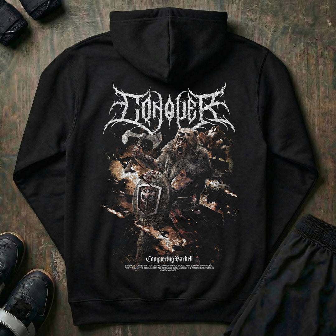 Berserker - on Black Pullover Hoodie - Conquering Barbell