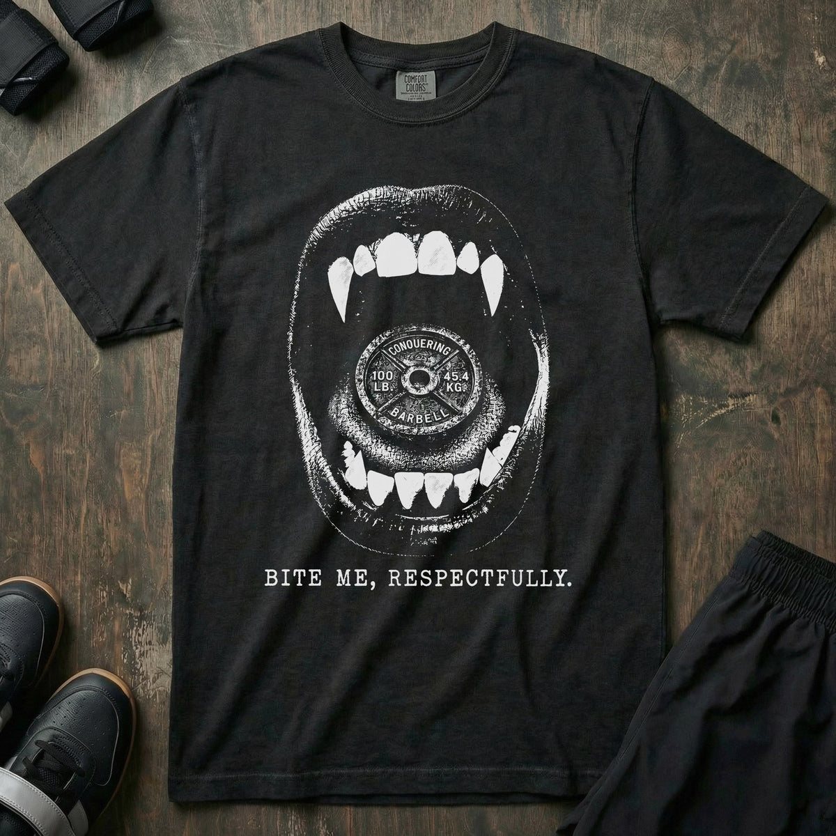 Bite Me, Respectfully. relaxed fit tee in Black