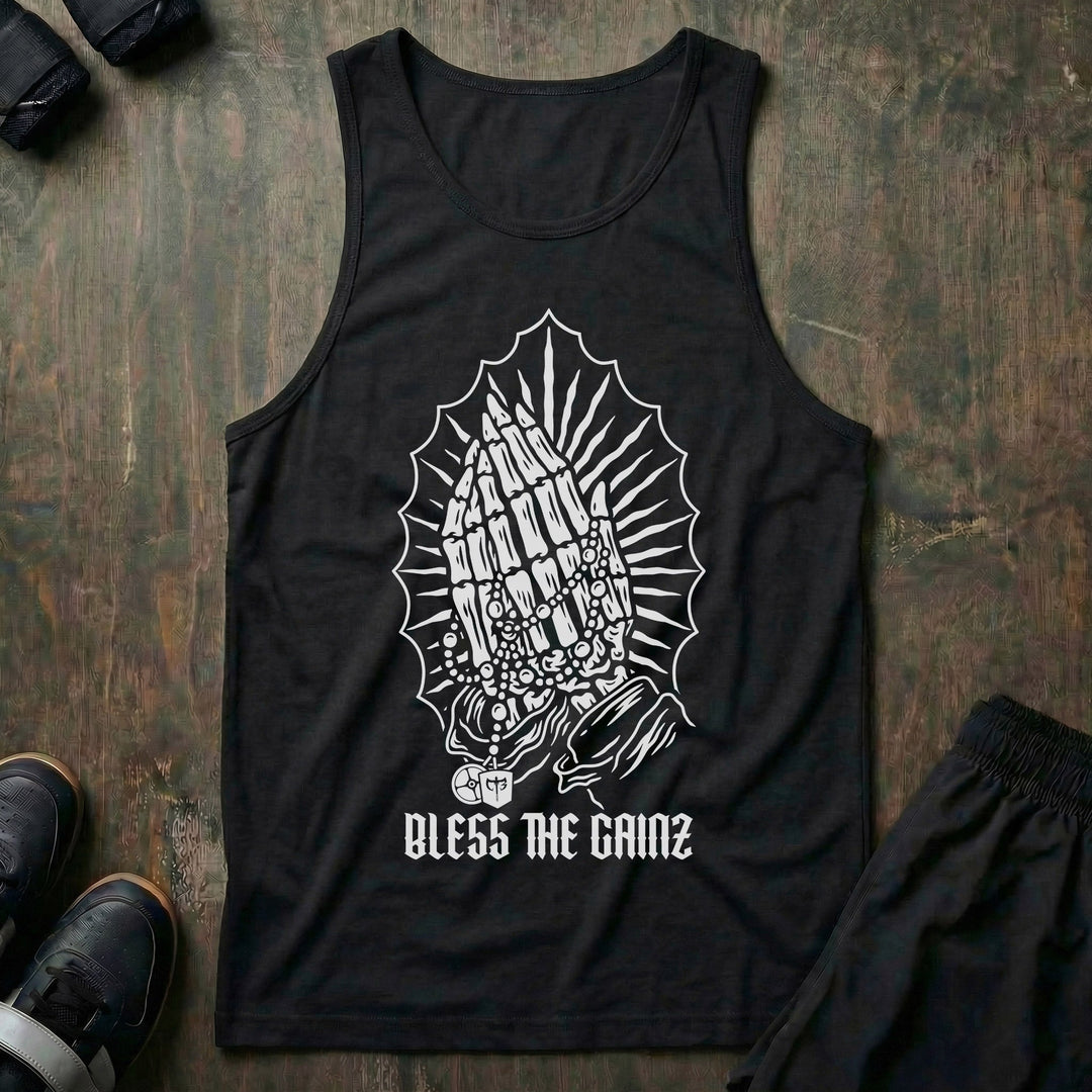 Bless the Gainz tank top in Black