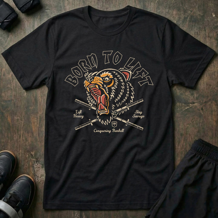 Born To Lift - Bear Tee - Conquering Barbell
