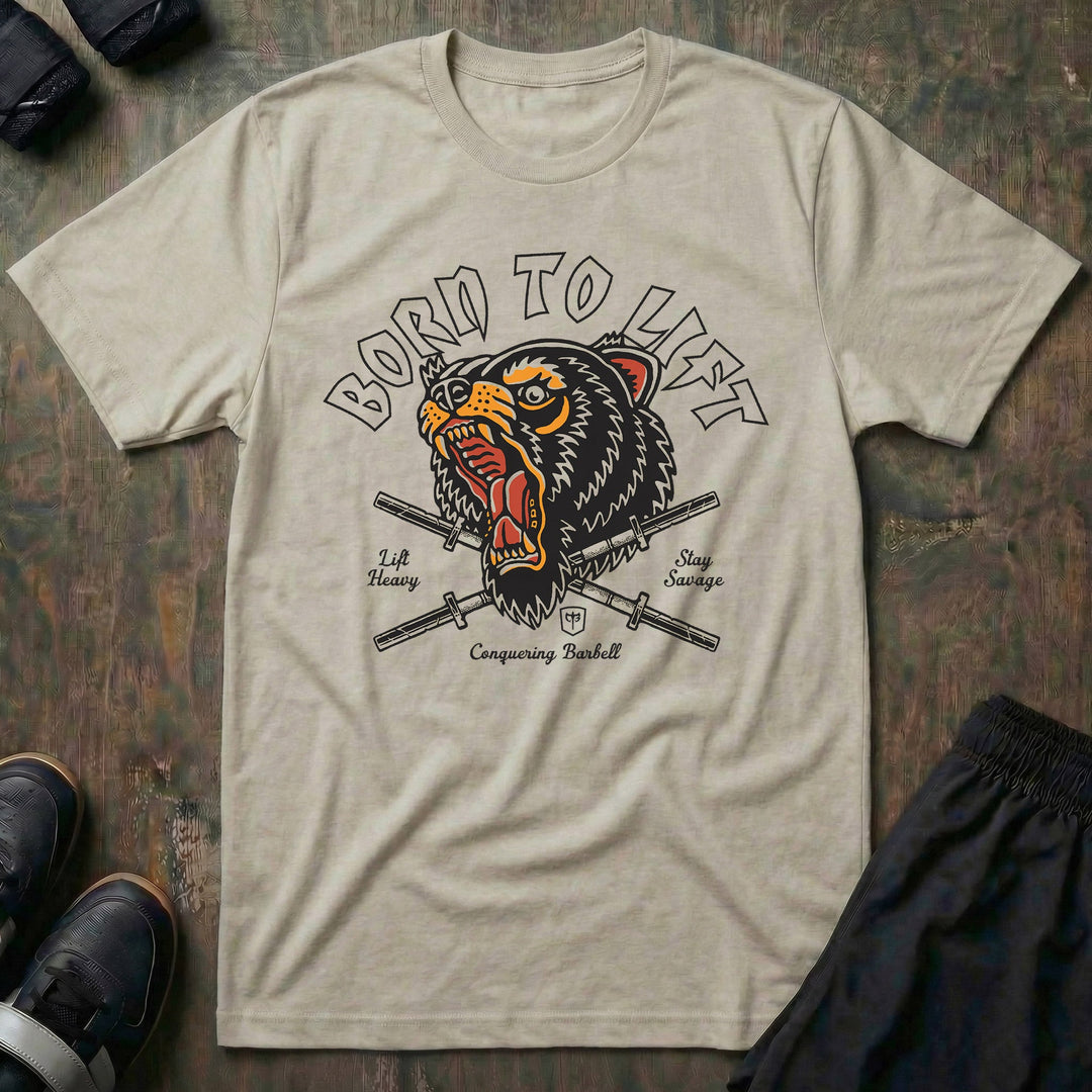 Born To Lift - Bear Tee - Conquering Barbell