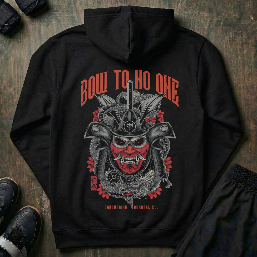 Bow to No One - on Black Pullover Hoodie - Conquering Barbell