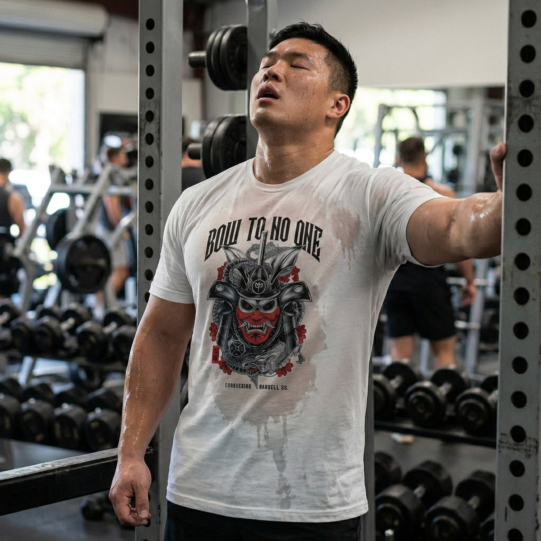 Bow to No One - White Tee - Conquering Barbell
