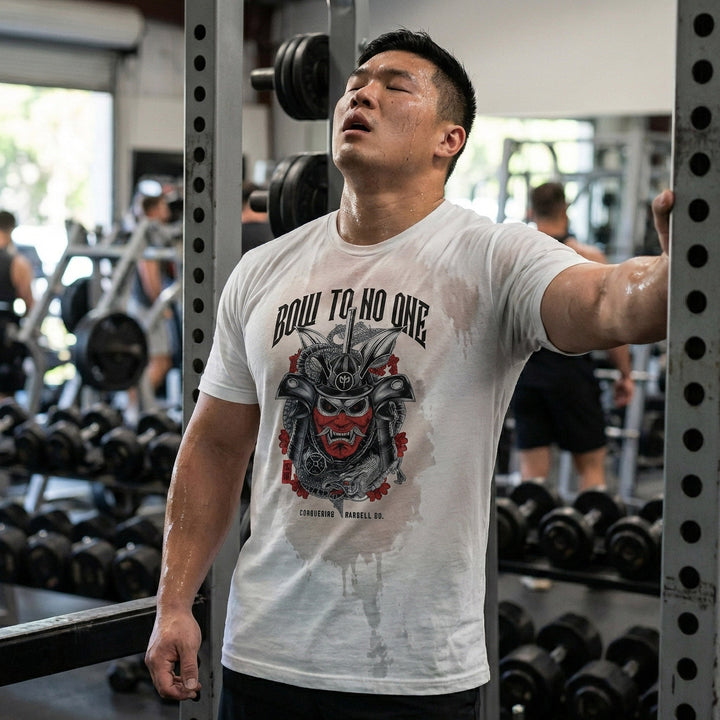 Bow to No One - White Tee - Conquering Barbell