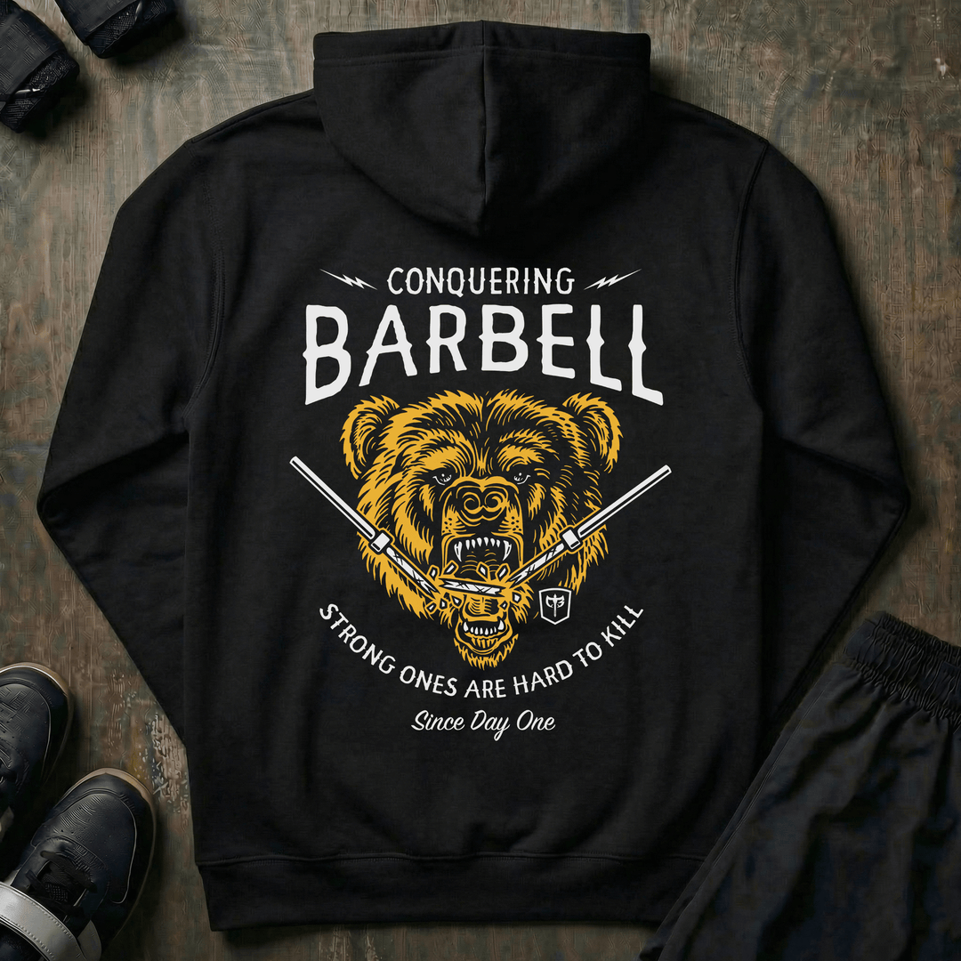 Breaking Barbell Bear pullover hoodie in Black