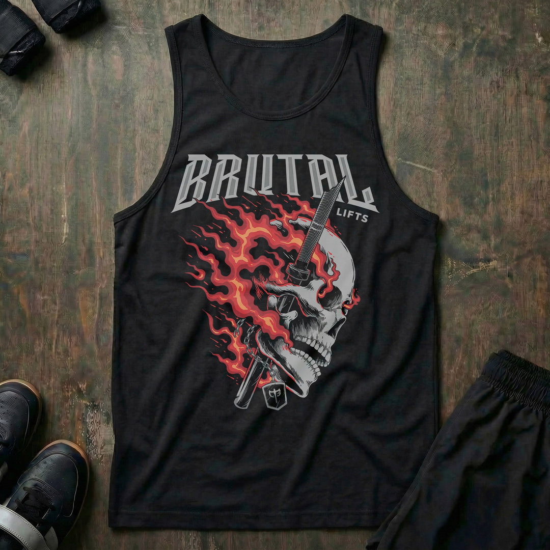 Brutal Lifts - on Black tank top - Conquering Barbell