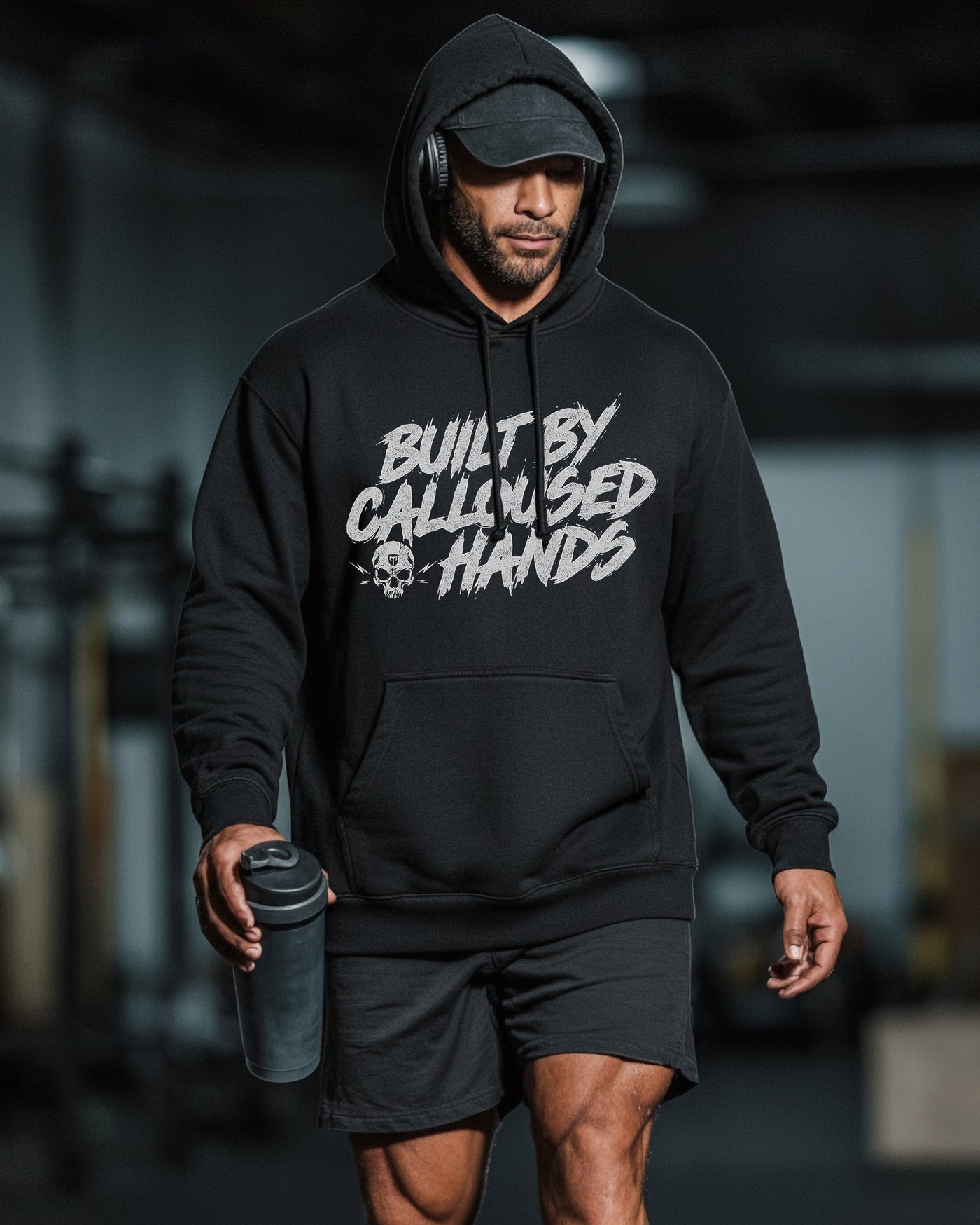 Built by Calloused Hands - on Black Pullover Hoodie - Conquering Barbell